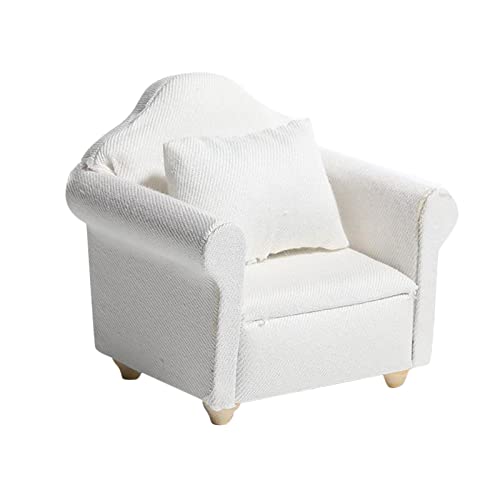 Folpus Handgefertigtes Weißes 1:12 Holz Sofa Sessel Puppenhaus Miniaturen Möbel Wohnzimmer von Folpus