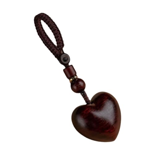Folpus Holz-Schlüsselanhänger, handgewebt, für Auto, Romantisches Geschenk, stilvolle, tragbare Dekoration, vielseitiger Schlüsselanhänger, Charm-Ornament, Herzförmig von Folpus