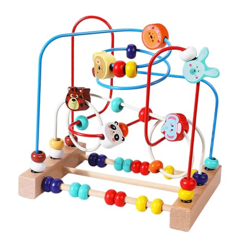Folpus Holzperlen-Labyrinth-Spielzeug, Lernspielzeug, Zahlenzählen, hölzernes pädagogisches Perlen-Kreis-Montessori-Spielzeug für Jungen und Mädchen, 22.5x22.5x15cm A von Folpus