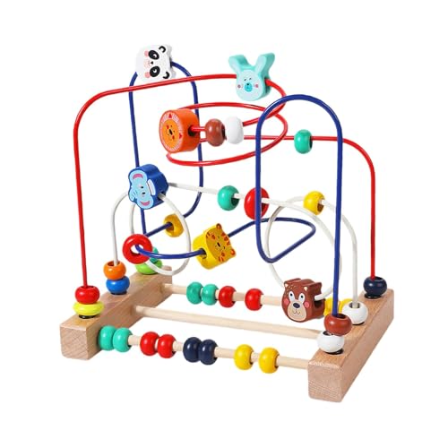 Folpus Holzperlen-Labyrinth-Spielzeug, Lernspielzeug, Zahlenzählen, hölzernes pädagogisches Perlen-Kreis-Montessori-Spielzeug für Jungen und Mädchen, 22.5x22.5x15cm B von Folpus