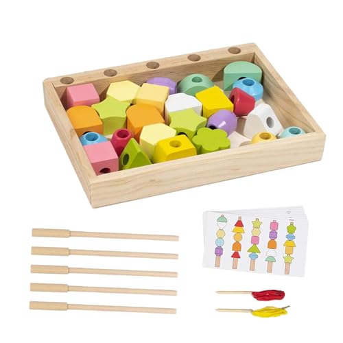 Folpus Holzperlen-Sequenzierungsspielzeug, frühes Lernspielzeug, passende Formen, Sortieren von Farben, Fädelspielzeug für Jungen und Mädchen, Folpus Holzperlen-Sequenzierungsspielzeug, frühes Lernspielzeug, passende Formen, Sortieren von Farben, Fädelspielzeug für Jungen und Mädchen, von Folpus