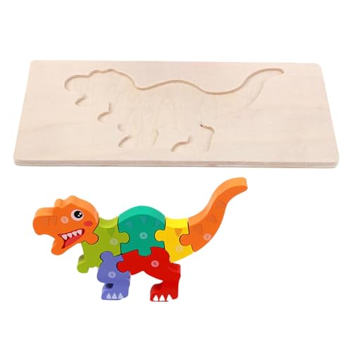 Folpus Holzpuzzle für Kinder, Holz-Dinosaurier-Puzzle, 3D, Lernspielzeug, pädagogisches Tierpuzzle, Montessori-Spielzeug für Kleinkinder, Tyrannosaurus rex von Folpus
