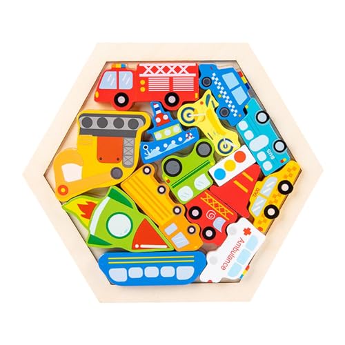 Folpus Holzpuzzles, Holzklötzchen-Lernspielzeug, Kleinkindpuzzles, Puzzles für Kinder im Alter von 3–5 Jahren, frühpädagogische Jungen von Folpus
