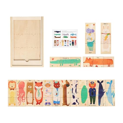 Folpus Holzpuzzles für Kinder, Puzzle, passendes pädagogisches Sortierspielzeug, Lernpuzzle, Mix-and-Match-Outfits für Kinder ab 3 Jahren von Folpus