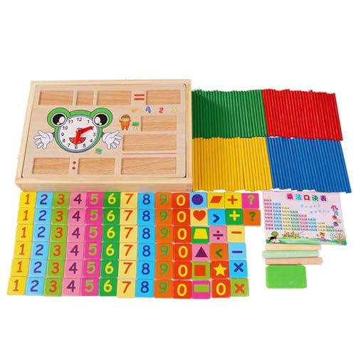 Folpus Holzspielzeug, Mathematikspiele, Zählspielzeug, Holzklötze, Zahlenlehre, Lernuhren für Fantasie von Folpus
