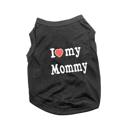 Folpus Hunde-T-Shirt „I Love Mommy“, bequem bedrucktes Hemd, Hunde-Tanktop, Weste, Hunde-T-Shirts für Kätzchen, Welpen, Haustier-Kostüm, Katze, Ich Bin schwarz von Folpus