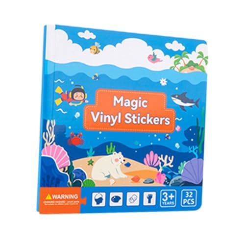 Folpus Kids Stickers Book Interactive Lern ​​Tool Frühes Bildungsbuch Lernspielzeug für Vorschule, Ozeanszene von Folpus