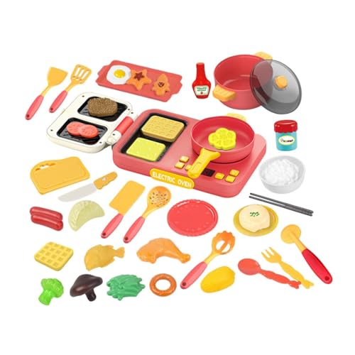 Folpus Kinderküchen Spielset, Rollenspiel Modell Kochgeschirr, Rollenspiel Kochset, Lehrreiches Geschenk für Kinder Im Alter von 3–8 Jahren, Partygeschenke, Rot Folpus Kinderküchen Spielset, Rollenspiel Modell Kochgeschirr, Rollenspiel Kochset, Lehrreiches Geschenk für Kinder Im Alter von 3–8 Jahren, Partygeschenke, Rot von Folpus