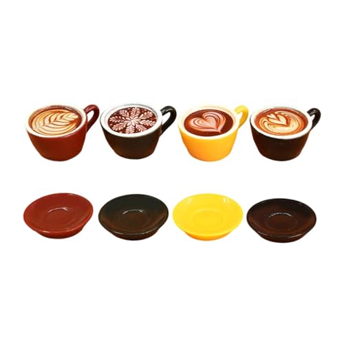 Folpus Latte Art Kaffeetasse Set DIY Essen Spielzeug Miniatur Puppenhaus Kochgeschirr Miniatur Essen Spielset DIY Kit, 8 Stück von Folpus
