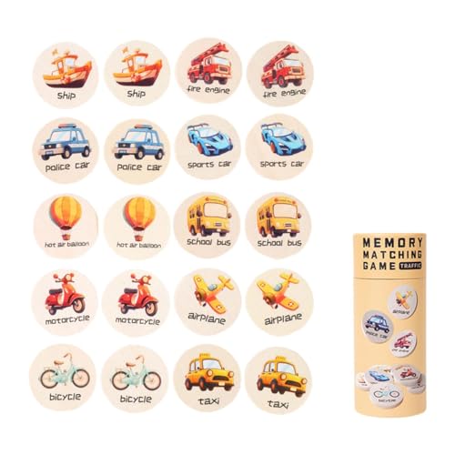 Folpus Memory-Spiel für, passendes Spielzeug, Sortiergeschick, Cartoon-Lernspielzeug mit Holzkarten als Geschenk für unterwegs, ab 3 Jahren, Verkehrsmuster Folpus Memory-Spiel für, passendes Spielzeug, Sortiergeschick, Cartoon-Lernspielzeug mit Holzkarten als Geschenk für unterwegs, ab 3 Jahren, Verkehrsmuster von Folpus