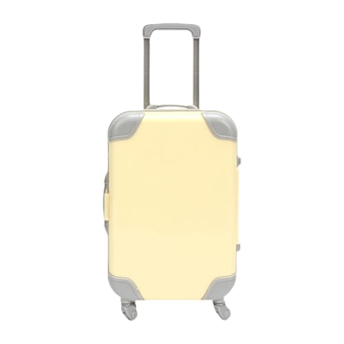 Folpus Mini-Koffer, Miniatur-Puppenkoffer, leicht, kompakt, niedliche Gepäckaufbewahrungsbox, Puppenhauszubehör für Geschenke und Make-up, Gelb von Folpus