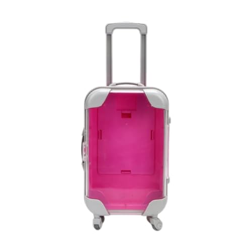 Folpus Mini-Koffer-Wimpernhalter, tragbarer, realistischer, süßer, leerer Miniatur-Puppenkoffer, Gepäckaufbewahrungsbox für Spielset-Make-up, Rose Rot von Folpus
