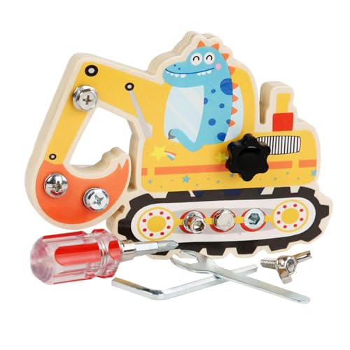 Folpus Montessori-Schraubendreherbrett aus Holz, Lernspielzeug, praktische Fähigkeiten, Feinmotorik, sensorisches Spielzeug als pädagogisches Geschenk, Bagger von Folpus