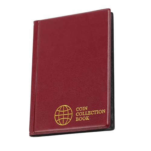 Folpus Münzsammlungsseitenhalter, 120 Taschen, Gehäuse, Lagerbuch, Penny Pocket for Collectors Quarters Stempel Pennies Bill, Rot von Folpus