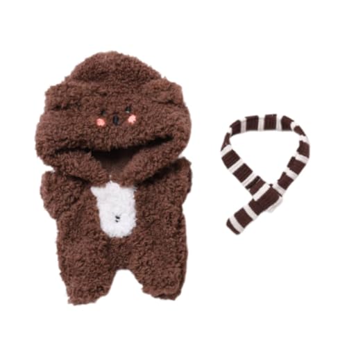 Folpus Plüschpuppenkleidung mit Schal, modisches Plüschpuppenzubehör, süße Puppenkleidung für 17-cm-Puppen, Braun Folpus Plüschpuppenkleidung mit Schal, modisches Plüschpuppenzubehör, süße Puppenkleidung für 17-cm-Puppen, Braun von Folpus