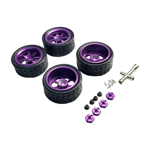 Folpus RC-Räder und -Reifen, 12-mm-Sechskantnabe, Metall-Radnabe, RC-Reifen für 144001 1/10 1:14 1:18, Lila von Folpus