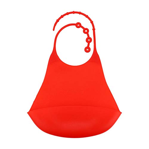Folpus Silikagel Erwachsene Kleidung Schutz, Essschürze für ältere Menschen, wasserfest und langlebig, Rot, 32 x 22,3 x 3,3 cm von Folpus