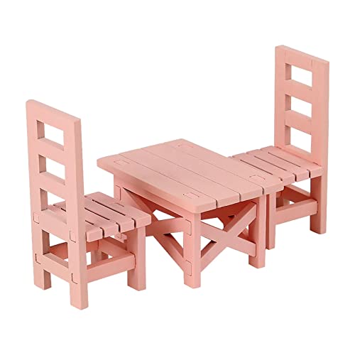 Folpus Simulierter 1:12 Puppenstubentisch Stuhl Aus Holz, Kindergeschenk für Wohnzimmer, Ornamente, Zubehör, Esszimmer, Dekoration, DIY, Zart, Rosa von Folpus
