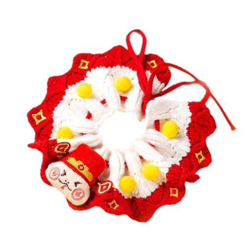 Folpus Strickendes Katzenhalsband, Festliche Hundehalskette, Foto-Requisite, niedliches handgefertigtes Dekor, festlicher Katzenschal, handgewebtes, M von Folpus