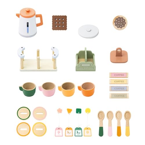 Folpus Teeparty-Set aus für kleine Mädchen, Teeservice aus , Rollenspiel, lustige Aktivität, Kombinationsspielzeug als Geschenk für 4- bis 6-Jährige von Folpus