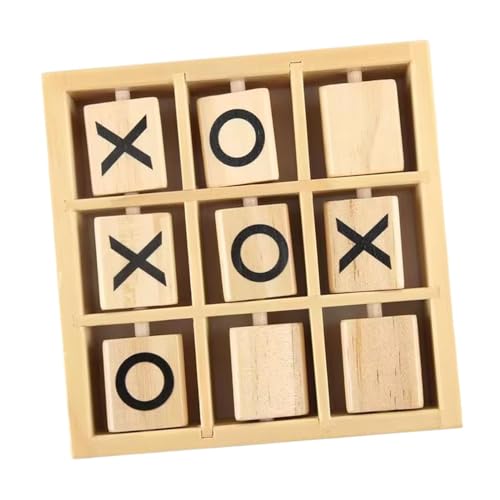Folpus Tic Tac Toe-Spiel aus Holz, XO, Tischspielzeug, Familienbrettspiel, handgefertigt, Denksportaufgabe, Eltern-Kind-Interaktionsspiel für Kinder, 14.2 cm x 14.2 cm x 3.5 cm von Folpus