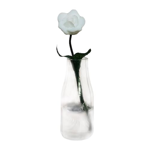 Folpus Tiny Houses Blumen- und Vasen-Mikrolandschaftsblumen-Puppenhaus-Mini-Blumenmodell für den Maßstab 1:6 bis 1:12, Weiße Rose von Folpus