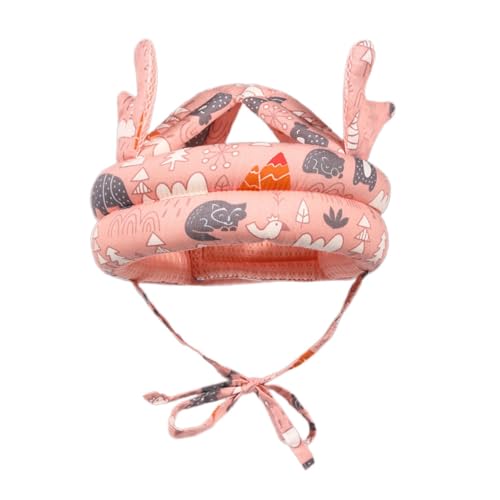 Folpus Verstellbare Mütze für Kleinkinder, Baby-Schutzkappe, weiches Kissen, Baby-Schutzkappe, Anti-Fall-Laufen, Krabbeln, Jungen und Mädchen, rosa Wald von Folpus