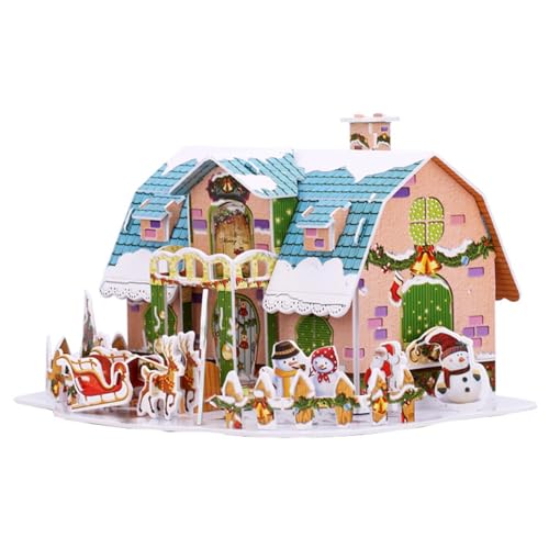 Folpus Weihnachts DIY Puzzle, Weihnachts 3D Puzzles, Kreativ, Kreative DIY Modellbausätze für Zuhause, Urlaub, Erwachsene, Kinder, Geschenk, 38 Stück Blau von Folpus