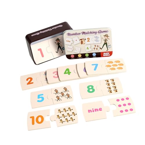 Folpus Zahlen-Zuordnungsspiel, Frühlernspielzeug mit Aufbewahrungsbox, glatten Kanten, Stiel, Lernspielzeug, Holzpuzzle für ab 3 Jahren von Folpus