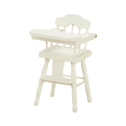 Fonowx 1/12 Puppenhaus Holz Hochstuhl, Miniatur Babyhochstuhl, Small Doll High Chair Model, Miniature Highchair Play Pretend, Simulation Wooden High Chair für Puppenhaus Dekoration, Weiß Fonowx 1/12 Puppenhaus Holz Hochstuhl, Miniatur Babyhochstuhl, Small Doll High Chair Model, Miniature Highchair Play Pretend, Simulation Wooden High Chair für Puppenhaus Dekoration, Weiß von Fonowx