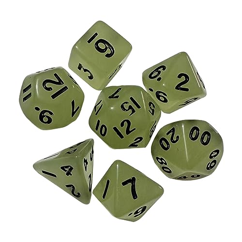 Fonowx 7-teiliges leuchtendes Würfelset, polyedrische Würfel, leuchtende Würfel für Tischspiele, GRÜN Fonowx 7-teiliges leuchtendes Würfelset, polyedrische Würfel, leuchtende Würfel für Tischspiele, GRÜN von Fonowx