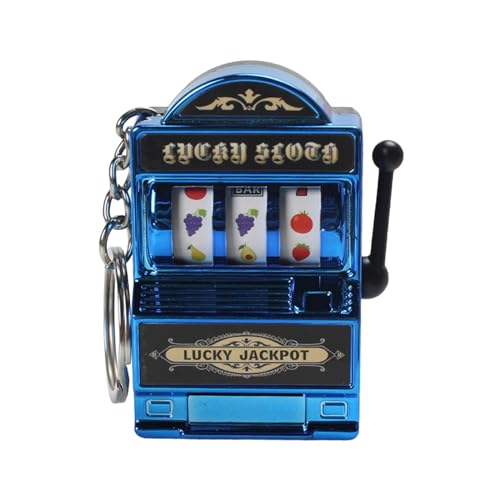 Fonowx Mini Glücksspiel Spielautomat Schlüsselanhänger, Mini Casino Glücksbringer Jackpot Schlüsselanhänger, Kreativer Autoschmuck Schlüsselanhänger Kids Funny Gag Toys für Junge Männer, Blau von Fonowx