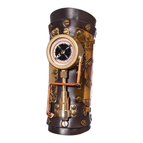 Fonowx Steampunk Armschiene mit Kompass, Steampunk Arm Sleeve Props, Rüstung Gear Armschiene, Rüstung Ausrüstung Handgelenkschutz, PU Leder Armschienen für Punk Cosplay Maskerade Karneval Urlaub Fonowx Steampunk Armschiene mit Kompass, Steampunk Arm Sleeve Props, Rüstung Gear Armschiene, Rüstung Ausrüstung Handgelenkschutz, PU Leder Armschienen für Punk Cosplay Maskerade Karneval Urlaub von Fonowx