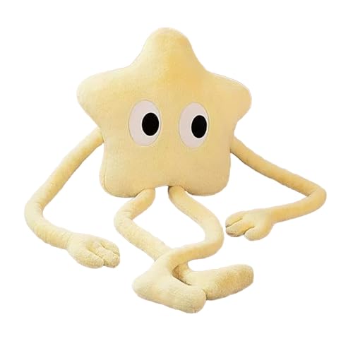 Fonowx Stern Plüschtier mit Langen Armen und Beinen, Cartoon Stern-Plüschpuppe, Cute Stuffed Plush Star, Stuffed Star with Long Leg, Niedliches Stofftierkissen für Kinder, Schlafzimmer Dekor, Gelb von Fonowx