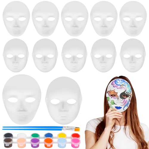 Fonyet Weiße Papier Maske 12 Stück Masken Zum Bemalen Kinder Erwachsene DIY Weiße Maske für fasching, Karneval, Cosplay, Maskenball, Party Deko Fonyet Weiße Papier Maske 12 Stück Masken Zum Bemalen Kinder Erwachsene DIY Weiße Maske für fasching, Karneval, Cosplay, Maskenball, Party Deko von Fonyet