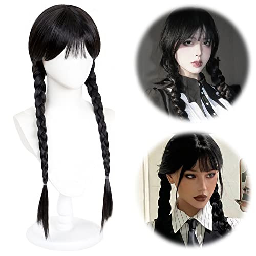 Perücke Doppelt Geflochten Perücken Schwarz für Damen Mädchen Pony Zopf Perücke Doppeltem Pferdeschwanz Perücke Geschenke für Cosplay Party Dekorationen Perücke Doppelt Geflochten Perücken Schwarz für Damen Mädchen Pony Zopf Perücke Doppeltem Pferdeschwanz Perücke Geschenke für Cosplay Party Dekorationen von Fonyet