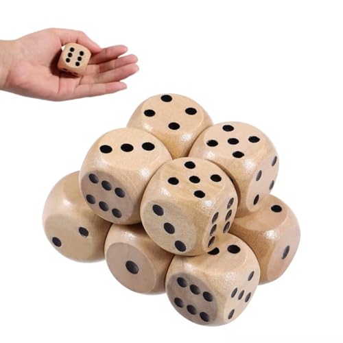 Fonyiunce 12 Stück Holzwürfel, Würfel Groß, Spielwürfel, Naturholzwürfel, Kartenspiel Partyspiele zubehör, 30x30x30mm, für Kartenspiel Partyspiele Kinder Spiele Zubehör von Fonyiunce