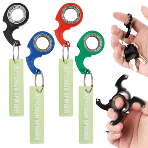 Fonyiunce 4 Stück Schlüsselanhänger Spinner, Spinner Fidget Ring Spielzeug, Schlüssel Spinner, Sensorisches Spielzeug, Fidget Spinner Schlüsselanhänger, für Kinder und Erwachsene von Fonyiunce