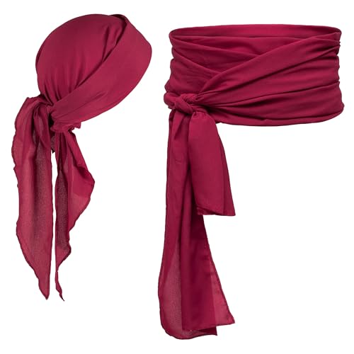 Fonyiunce Piraten Accessoires Set, Kopftuch Damen, Stirnband Taillengürtel, Piratenkostüm, Piratenkapitän Kostümzubehör, Piraten Accessoires für Karneval Erwachsene Kinder von Fonyiunce