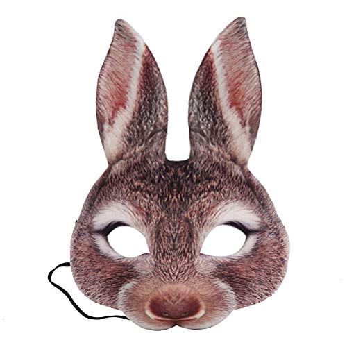 Fonzci Eva Rabbits Bunny-Kopfbedeckung, Half Face Rabbits-Kopfbedeckung (Braun) von Fonzci