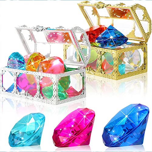 Foppla 24 Stück Diving Edelstein Pool Spielzeug Set Bunfle Sommer Schwimmen Edelstein Diving Toys Diamant Pirat Tauchspielzeug mit Schatzkasten Unterwasser Schwimmspielzeug für Partys(24pcs) von Foppla