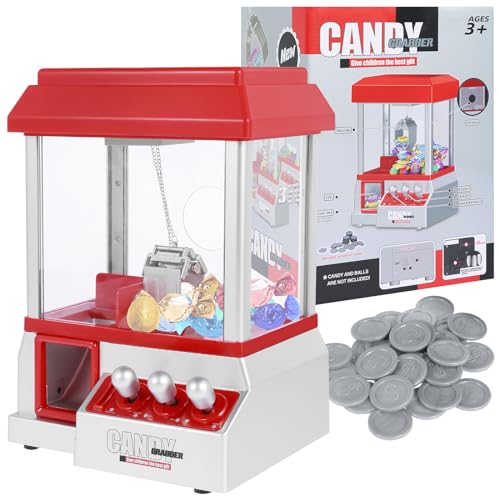 Foppla Claw Machine für Kinder Mini Candy Grabber -Maschine mit 24 Spielen Münze Elektronischer Preis Mini -Spielzeug -Spender Creative Claw Machine Arcade -Spiel für Party Game Jungen Mädchen(Rot) von Foppla