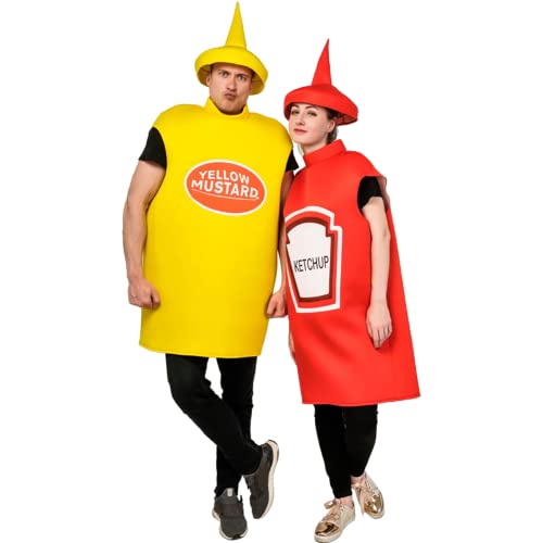 Halloween Paarkostüme - Ketchup Und Senf Cosplay -kostüm Halloween Anziehen Lustige Kostüme Für Erwachsene Männer Frauen von Fopytu