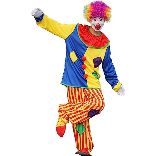 Herren Clown Circus Carnival Kostüm Kostüm Halloween Funny Circus Clown Cosplay Kostüme Für Männer Frauen von Fopytu