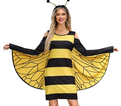 For G and PL Karneval Damen Kalte Schulter Minikleid Cosplay Langarm Kleid Biene Kostüm Gelb Schwarz XXL For G and PL Karneval Damen Kalte Schulter Minikleid Cosplay Langarm Kleid Biene Kostüm Gelb Schwarz XXL von For G and PL