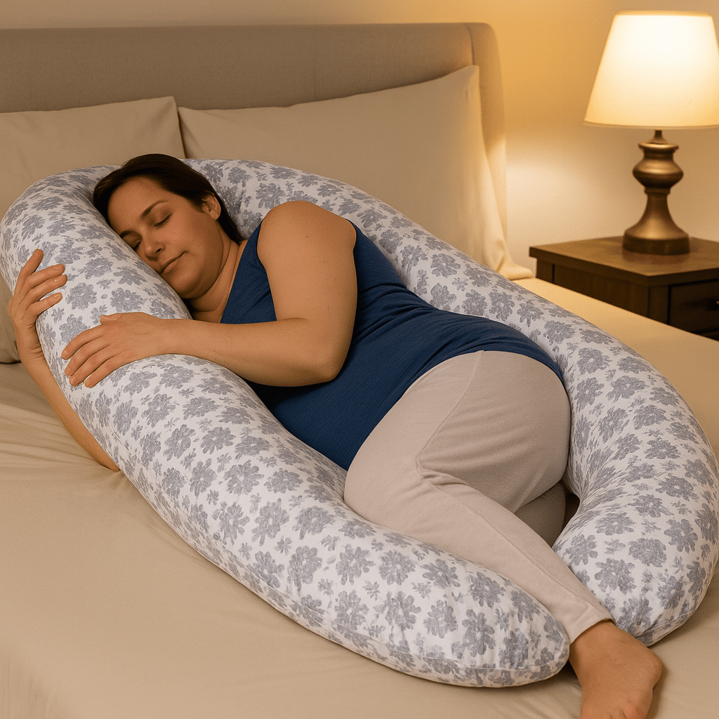 12 Fuß Stillkissen mit Bezug – Grau mit Blumenmuster von For Your Little One