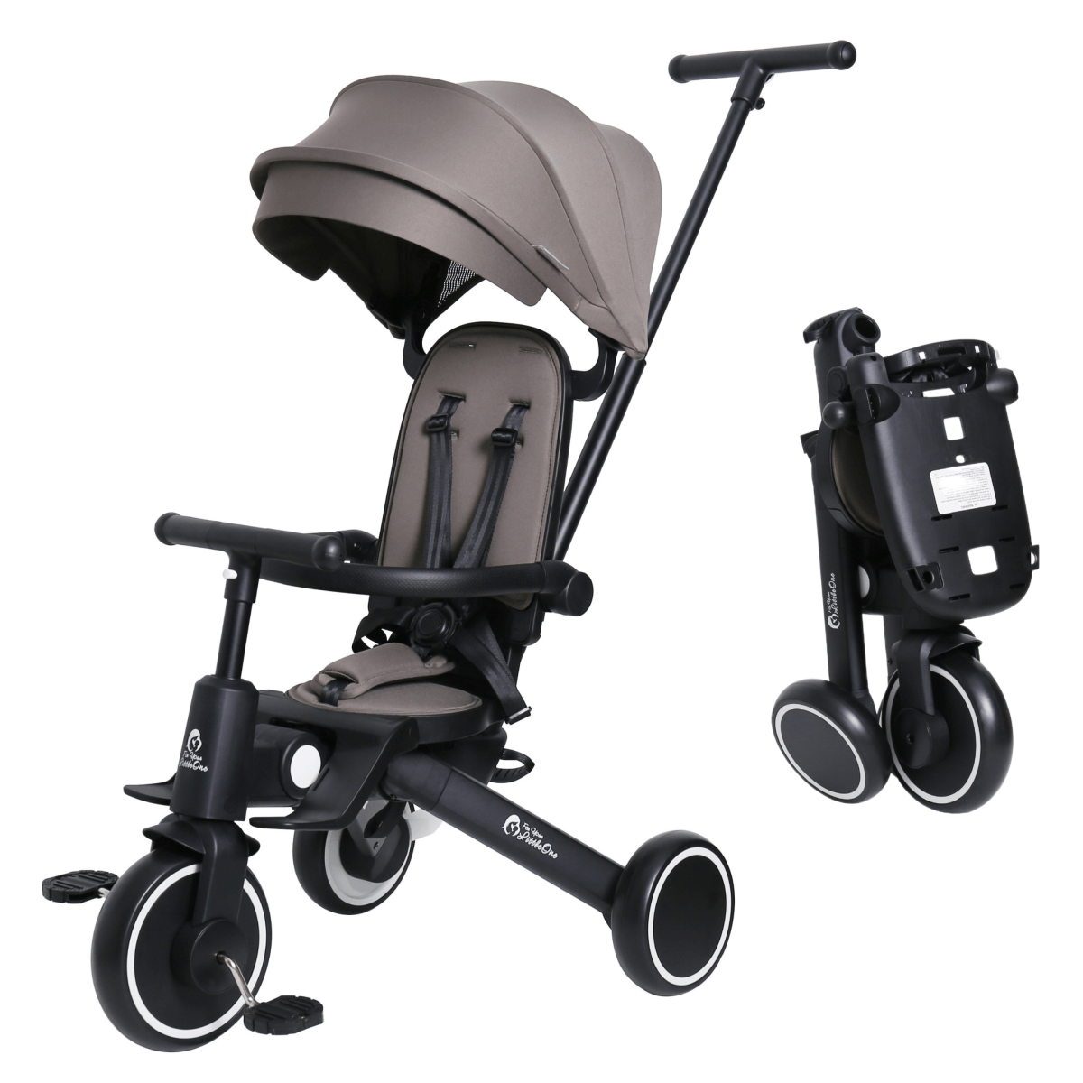 Foryourlittleone Xplor 6 in 1 Faltbares Dreirad - Grau-Oliv (10 Monate-5 Jahre) von For Your Little One