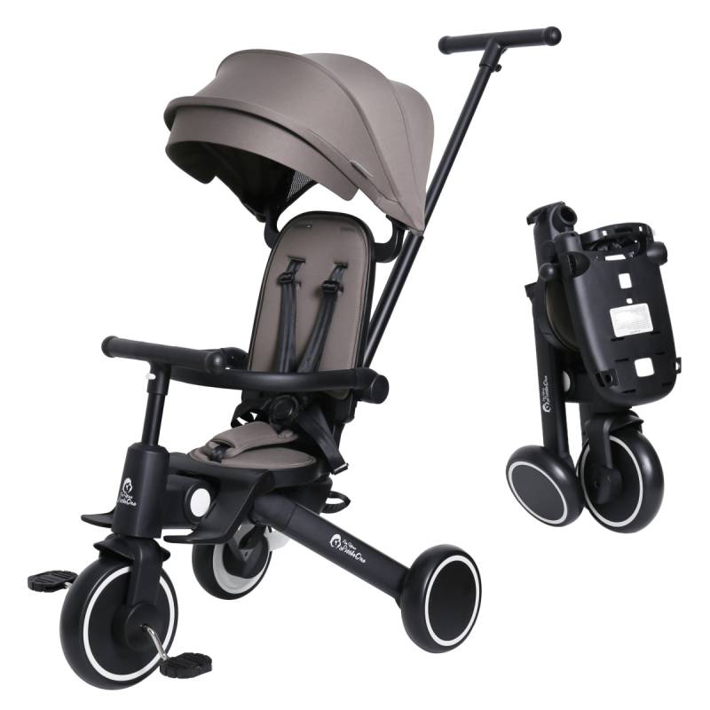 Foryourlittleone Xplor 6 in 1 Faltbares Dreirad - Grau-Oliv (10 Monate-5 Jahre) von For Your Little One