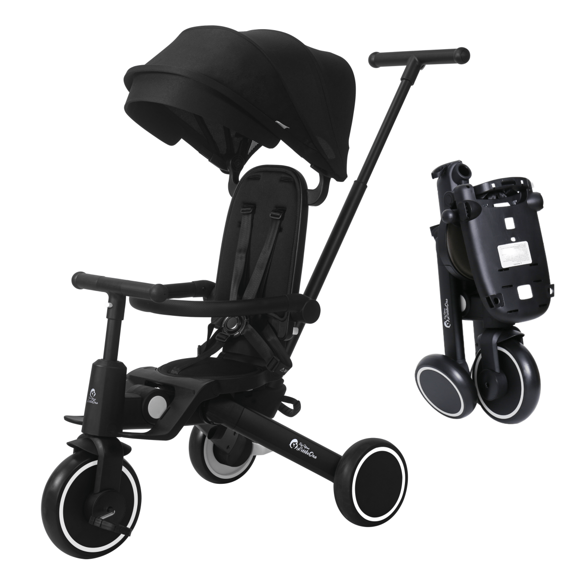 Foryourlittleone Xplor 6 in 1 Faltbares Dreirad - Jet Black (10m-5y) von For Your Little One