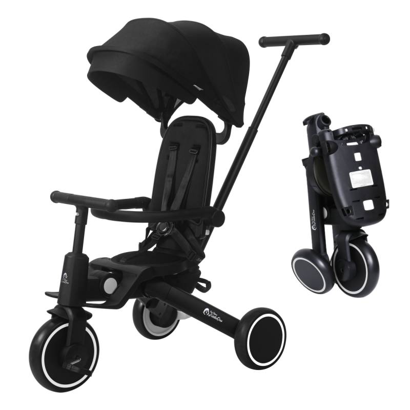 Foryourlittleone Xplor 6 in 1 Faltbares Dreirad - Jet Black (10m-5y) von For Your Little One